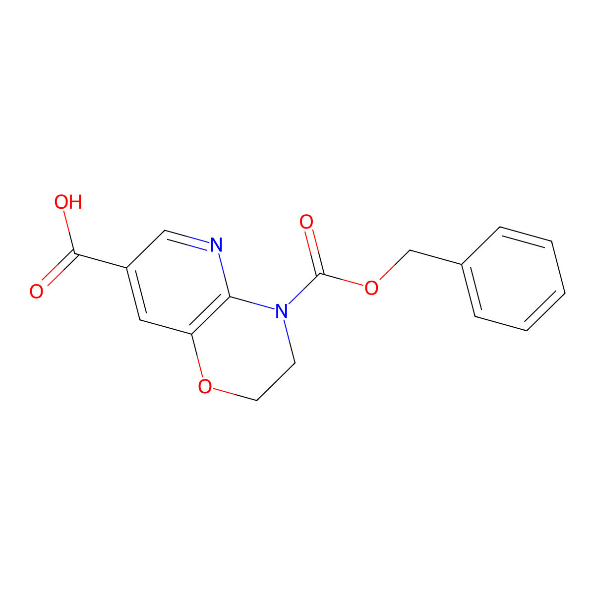 4-[(benzyloxy)carbonyl]-2H,3H,4H-pyrido[3,2-b][1,4]oxazine-7-carboxylic acid molecular structure, CAS 2639443-77-7