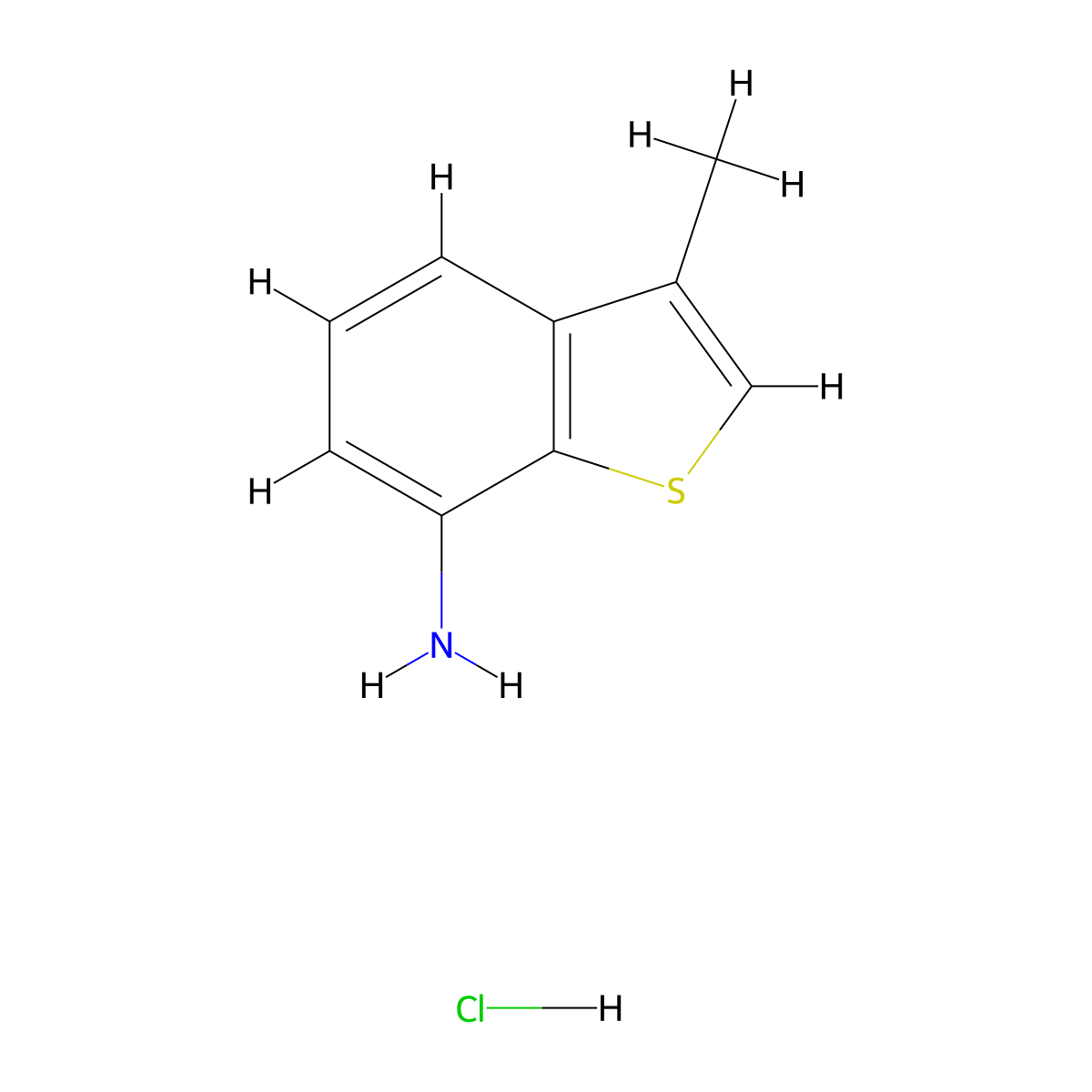 3-Methyl-1-benzothiophen-7-amine hydrochloride molecular structure, CAS 2639443-78-8