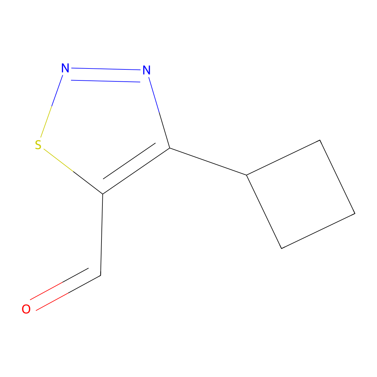 4-Cyclobutyl-1,2,3-thiadiazole-5-carbaldehyde molecular structure, CAS 2639443-82-4