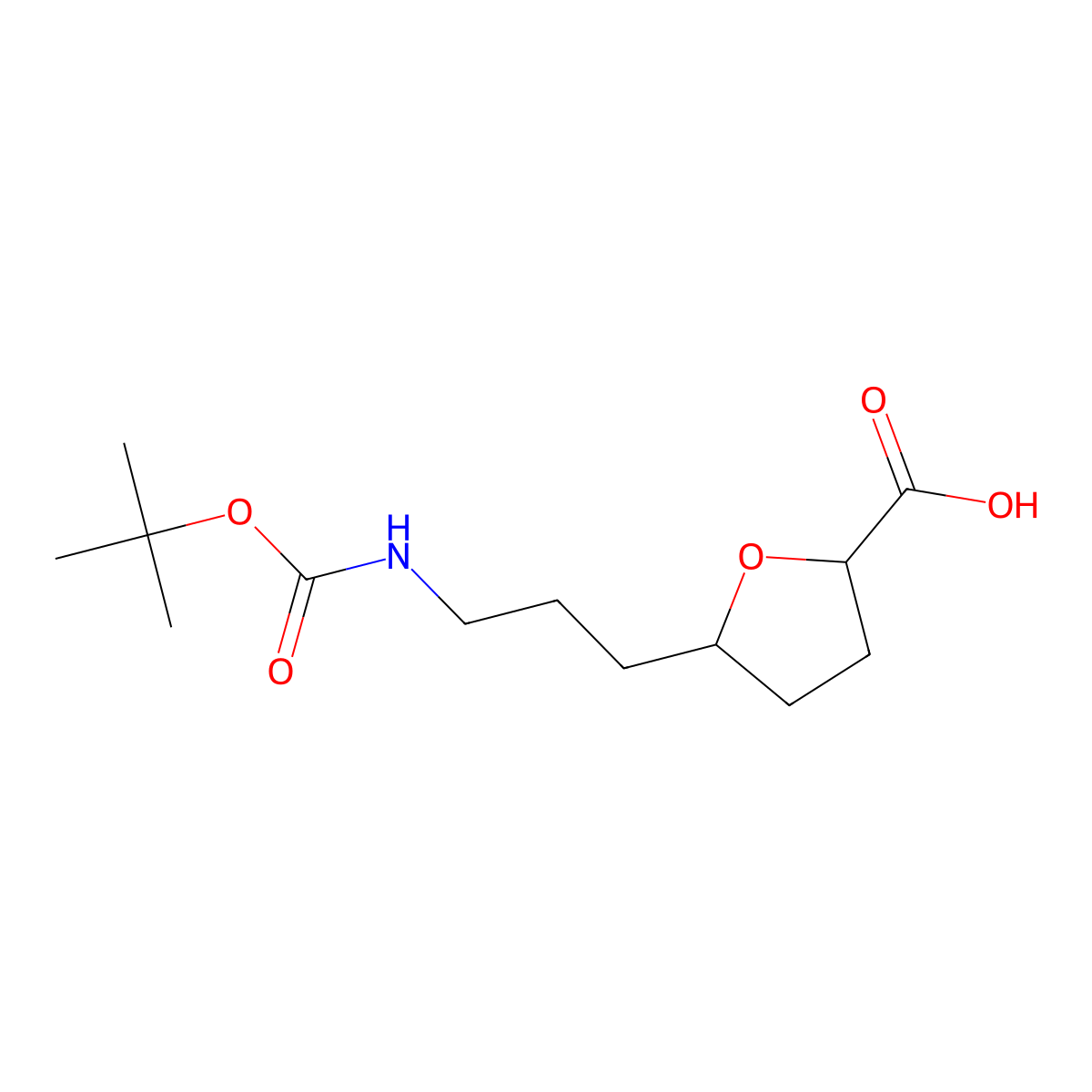 5-(3-{[(Tert-butoxy)carbonyl]amino}propyl)oxolane-2-carboxylic acid molecular structure, CAS 2639443-84-6