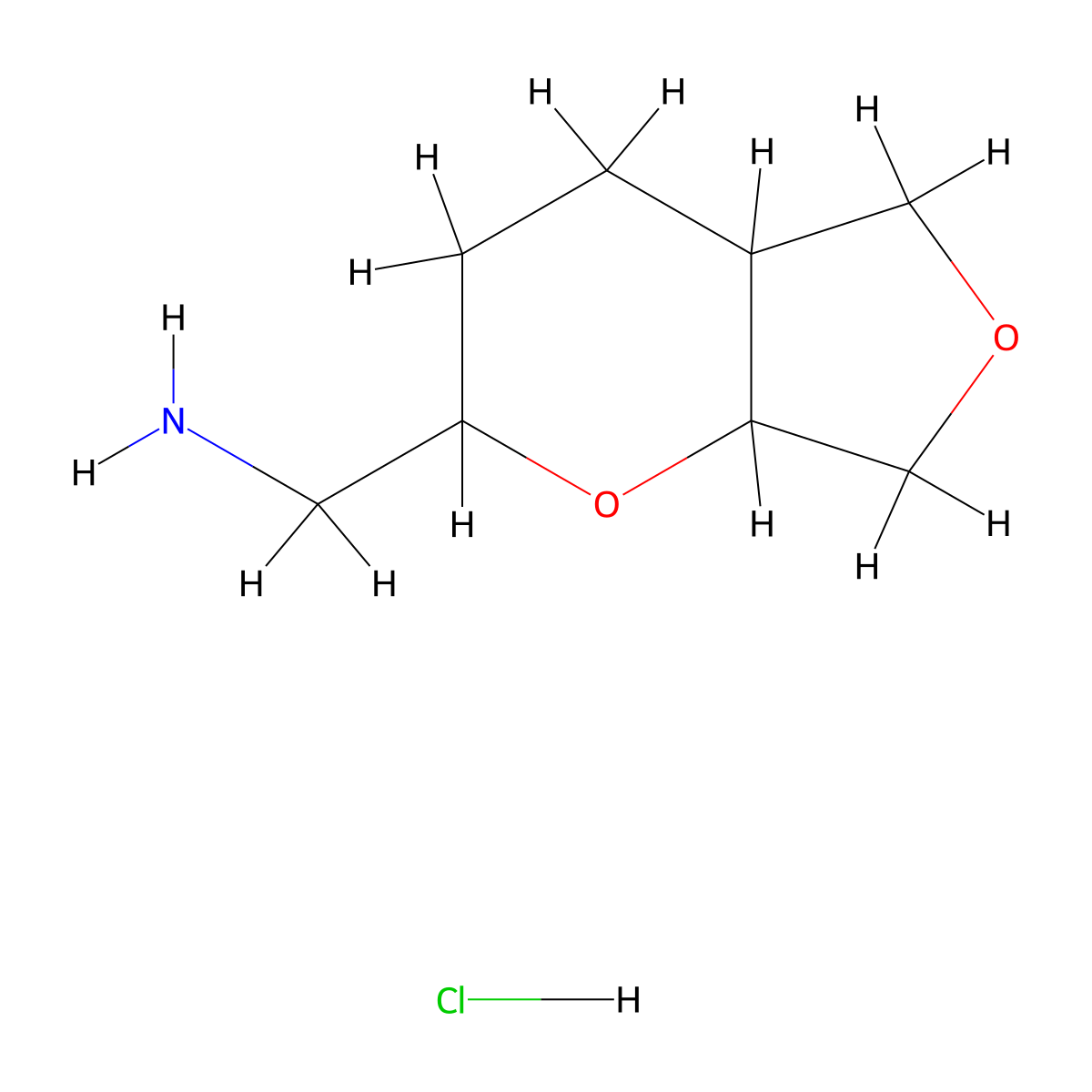 1-{hexahydro-2H-furo[3,4-b]pyran-2-yl}methanamine hydrochloride, Mixture of diastereomers molecular structure, CAS 2639443-87-9