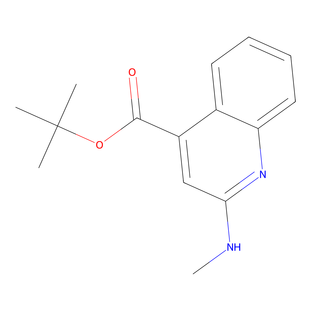 Tert-butyl 2-(methylamino)quinoline-4-carboxylate molecular structure, CAS 2639443-91-5