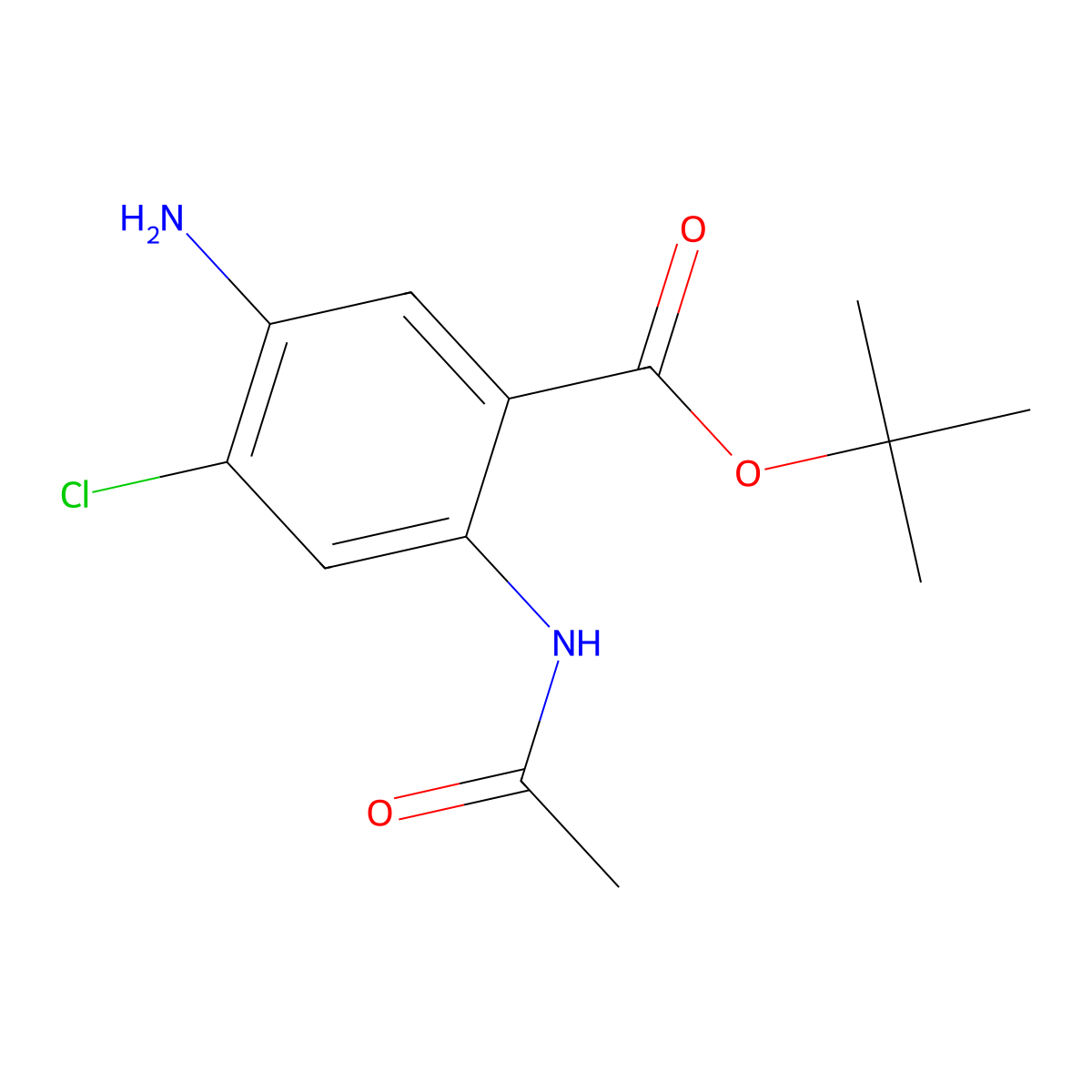 Tert-butyl 5-amino-4-chloro-2-acetamidobenzoate molecular structure, CAS 2639444-11-2