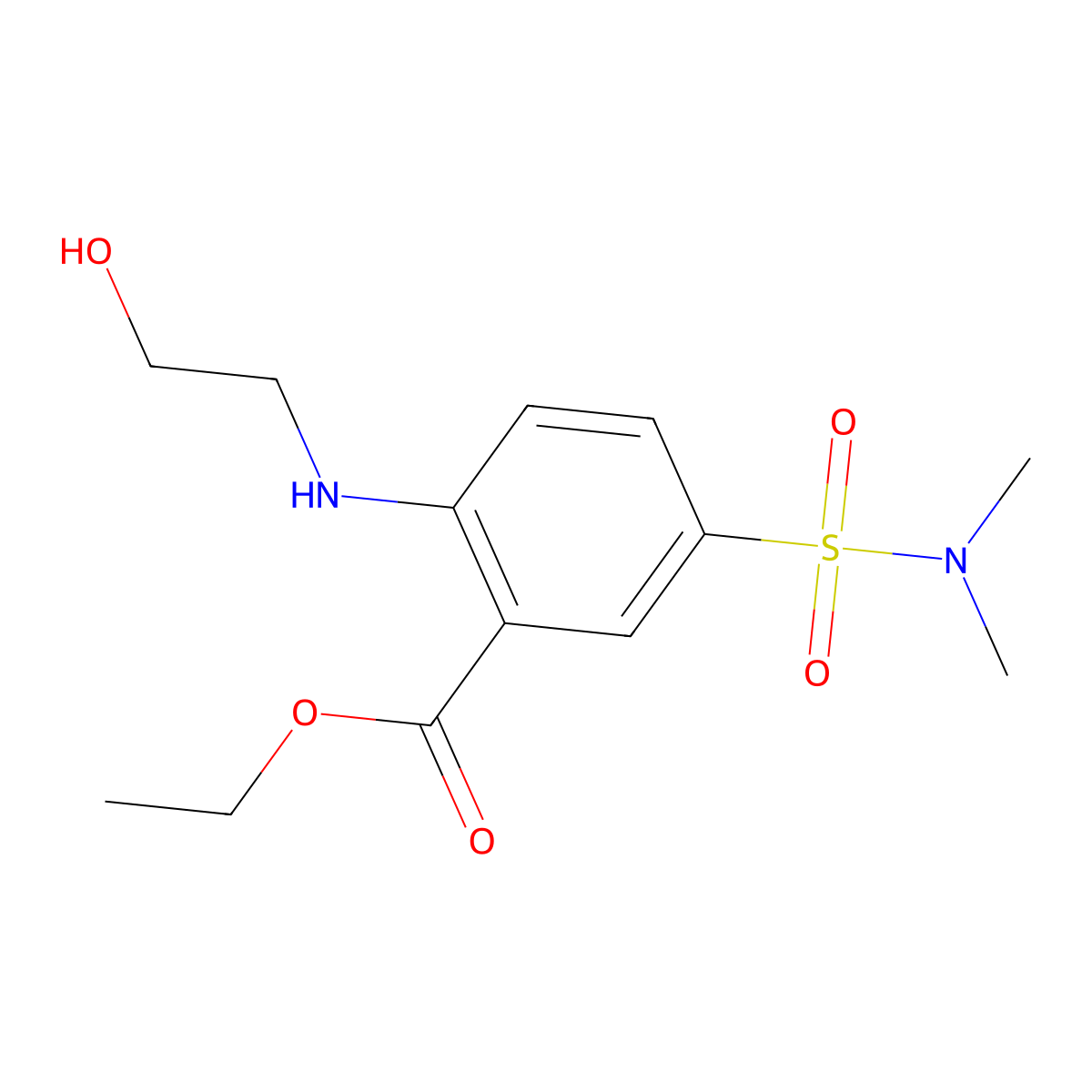 Ethyl 5-(dimethylsulfamoyl)-2-[(2-hydroxyethyl)amino]benzoate molecular structure, CAS 2639444-32-7