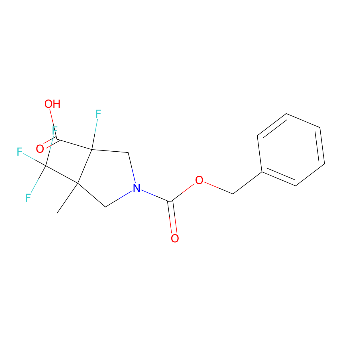 1-[(Benzyloxy)carbonyl]-3-fluoro-4-methyl-4-(trifluoromethyl)pyrrolidine-3-carboxylic acid molecular structure, CAS 2639444-37-2