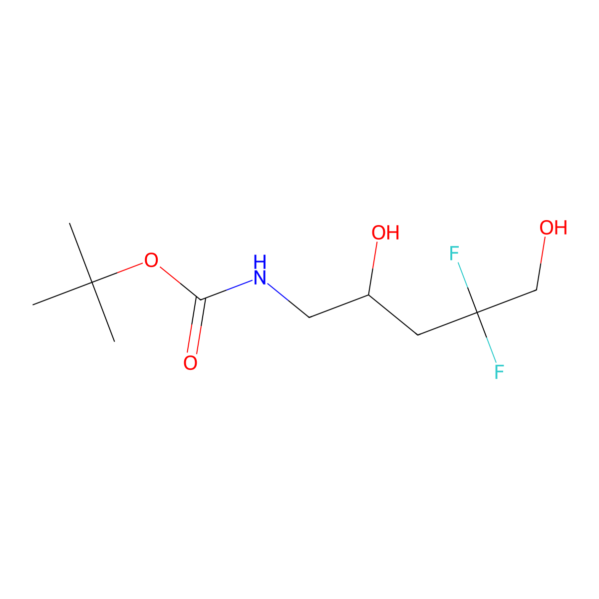 tert-butyl N-(4,4-difluoro-2,5-dihydroxypentyl)carbamate molecular structure, CAS 2639444-41-8