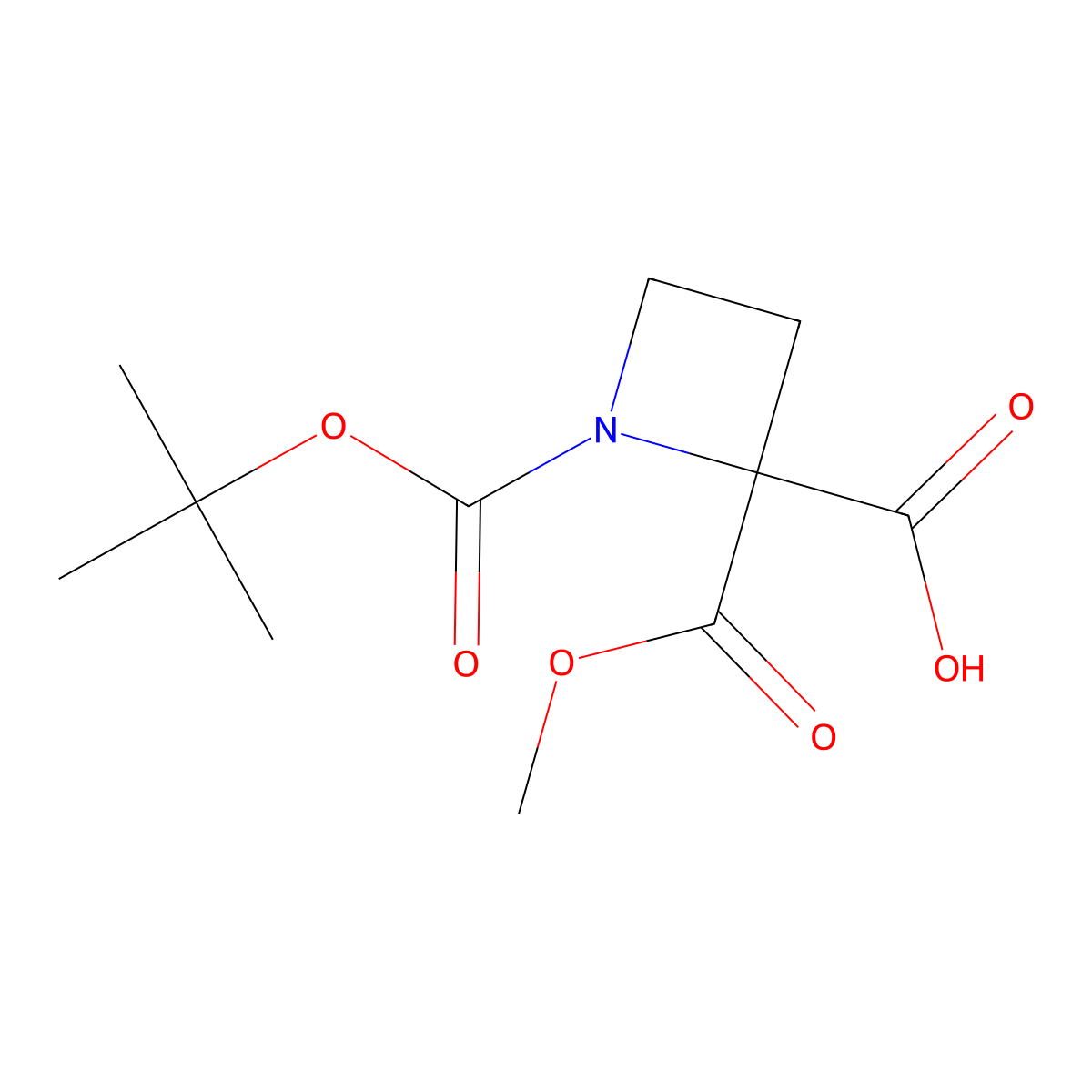 1-[(Tert-butoxy)carbonyl]-2-(methoxycarbonyl)azetidine-2-carboxylic acid molecular structure, CAS 2639444-44-1
