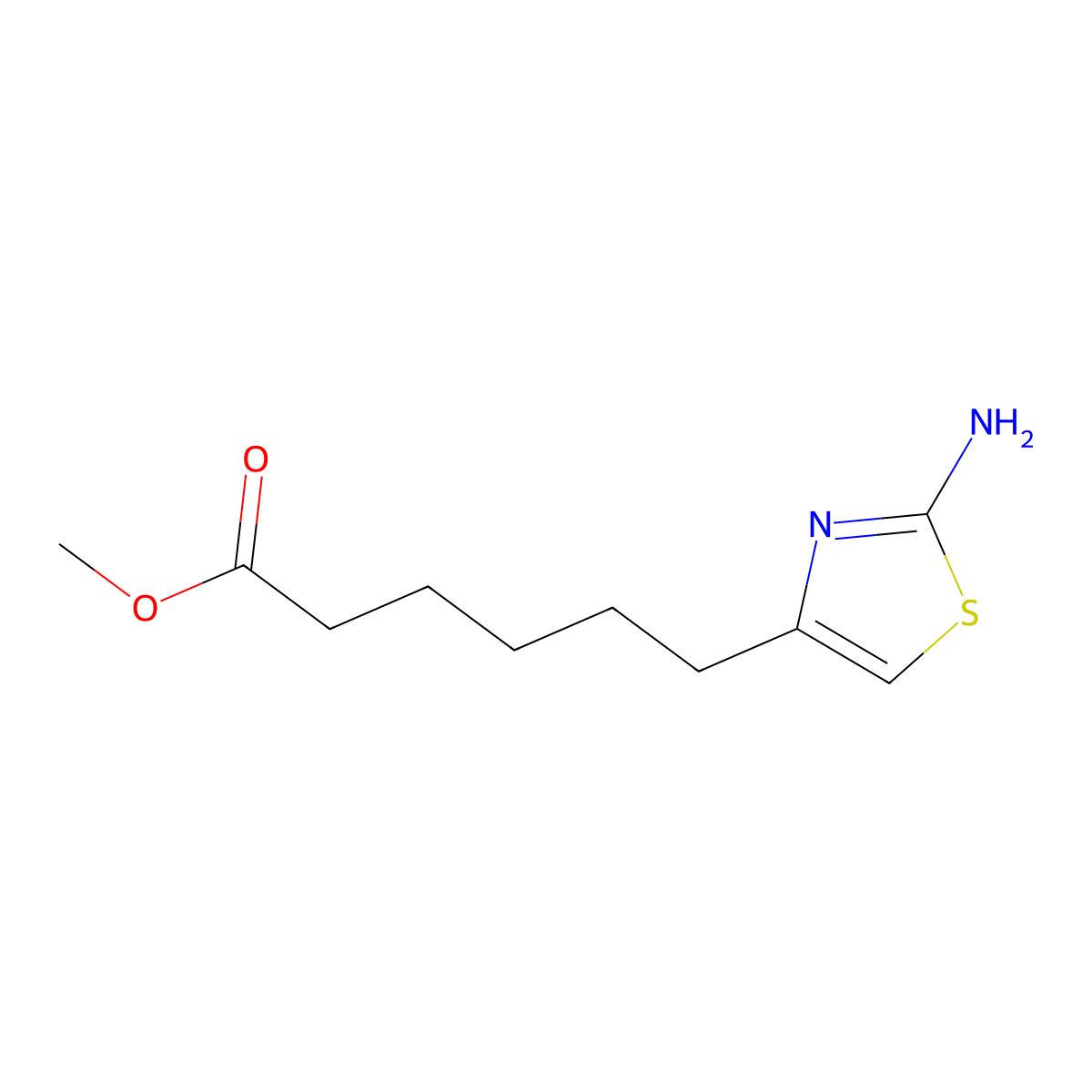 Methyl 6-(2-amino-1,3-thiazol-4-yl)hexanoate molecular structure, CAS 2639444-46-3
