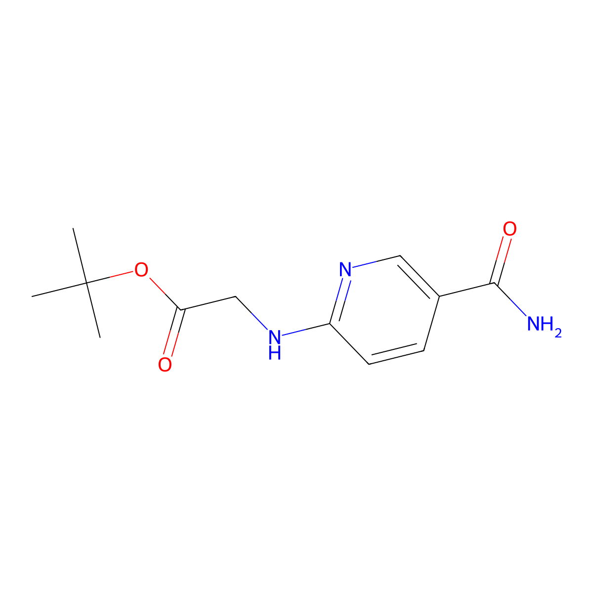 Tert-butyl 2-[(5-carbamoylpyridin-2-yl)amino]acetate molecular structure, CAS 2639444-48-5