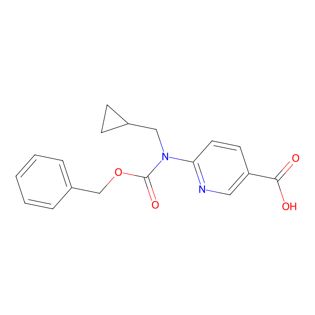 6-{[(Benzyloxy)carbonyl](cyclopropylmethyl)amino}pyridine-3-carboxylic acid molecular structure, CAS 2639444-52-1