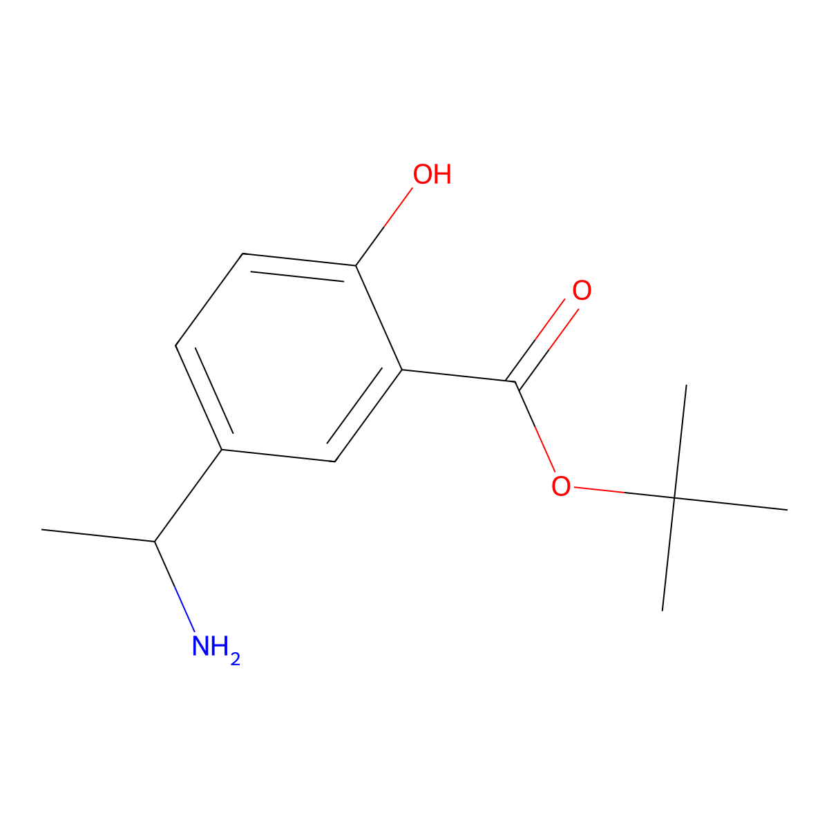 Tert-butyl 5-(1-aminoethyl)-2-hydroxybenzoate molecular structure, CAS 2639444-53-2