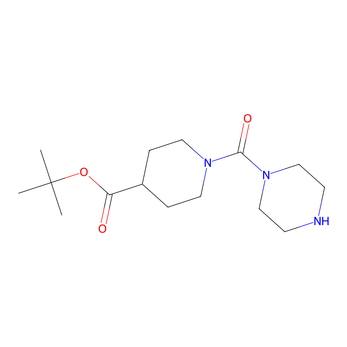 Tert-butyl 1-(piperazine-1-carbonyl)piperidine-4-carboxylate molecular structure, CAS 2639444-61-2