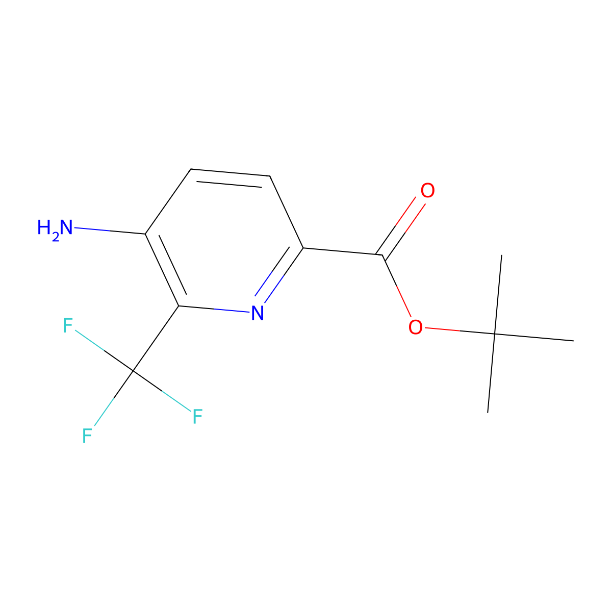 Tert-butyl 5-amino-6-(trifluoromethyl)pyridine-2-carboxylate molecular structure, CAS 2639444-62-3