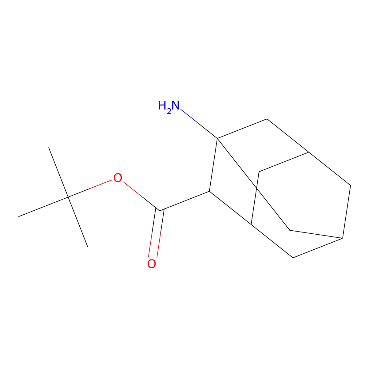 Tert-butyl 1-aminoadamantane-2-carboxylate molecular structure, CAS 2639444-65-6