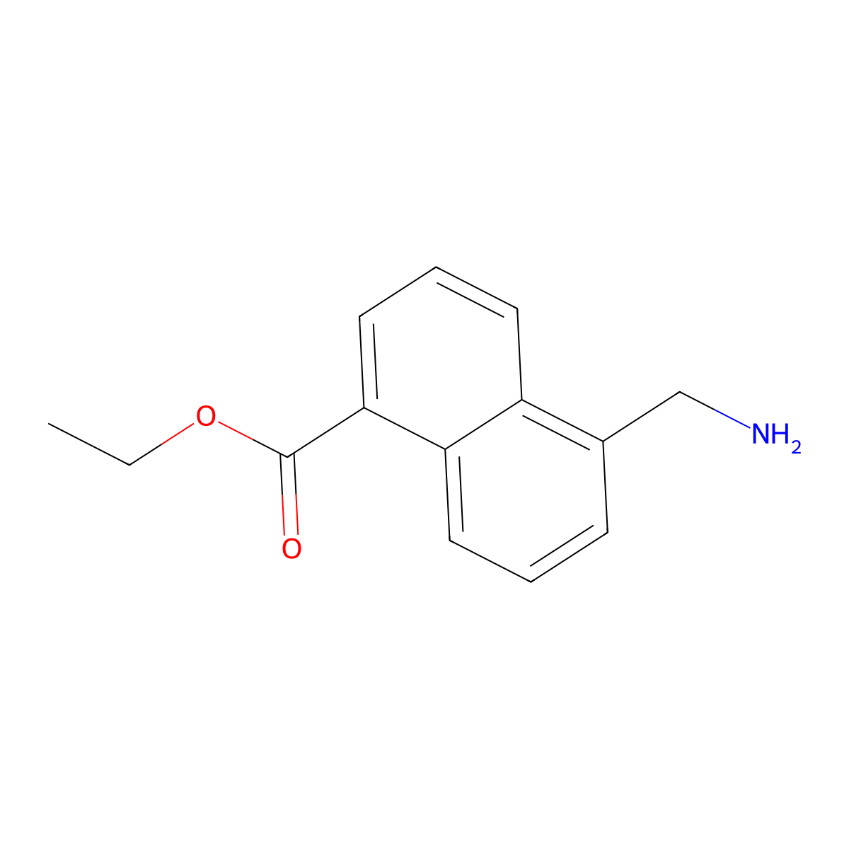Ethyl 5-(aminomethyl)naphthalene-1-carboxylate molecular structure, CAS 2639444-70-3