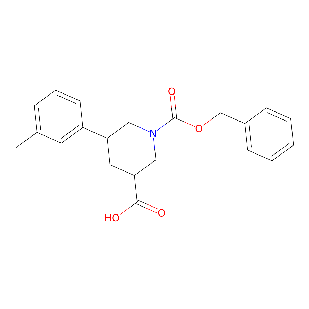 1-[(Benzyloxy)carbonyl]-5-(3-methylphenyl)piperidine-3-carboxylic acid molecular structure, CAS 2639444-73-6