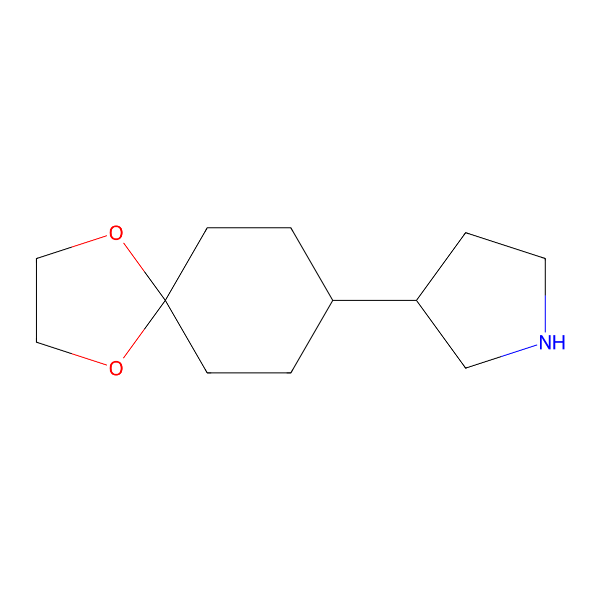 3-{1,4-Dioxaspiro[4.5]decan-8-yl}pyrrolidine molecular structure, CAS 2639444-74-7