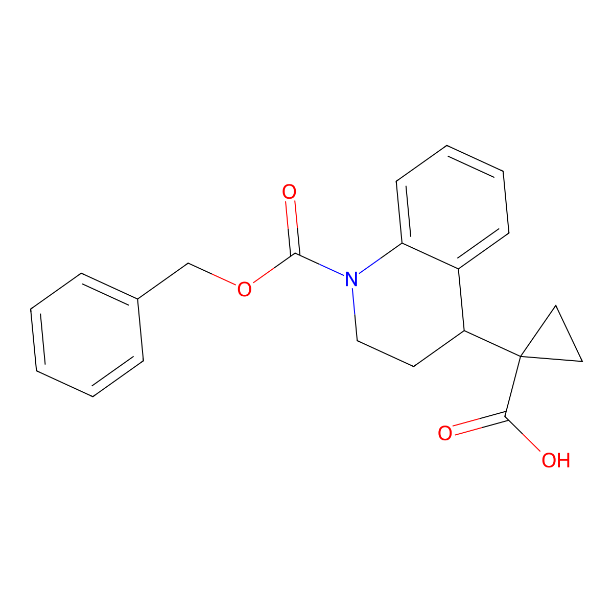 1-{1-[(Benzyloxy)carbonyl]-1,2,3,4-tetrahydroquinolin-4-yl}cyclopropane-1-carboxylic acid molecular structure, CAS 2639444-80-5