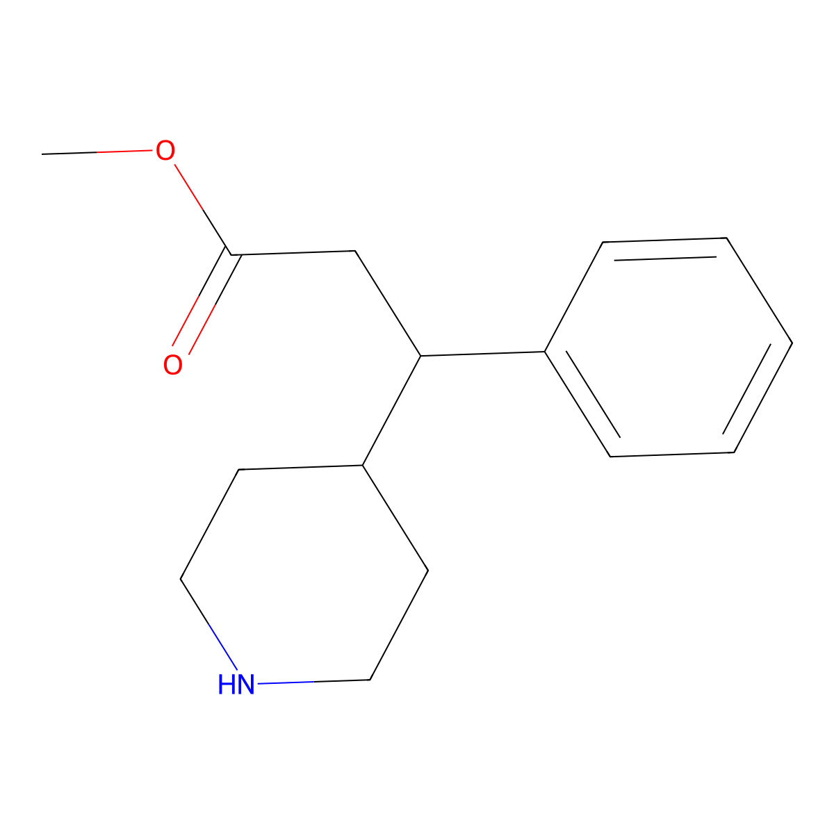 Methyl 3-phenyl-3-(piperidin-4-yl)propanoate molecular structure, CAS 2639444-84-9
