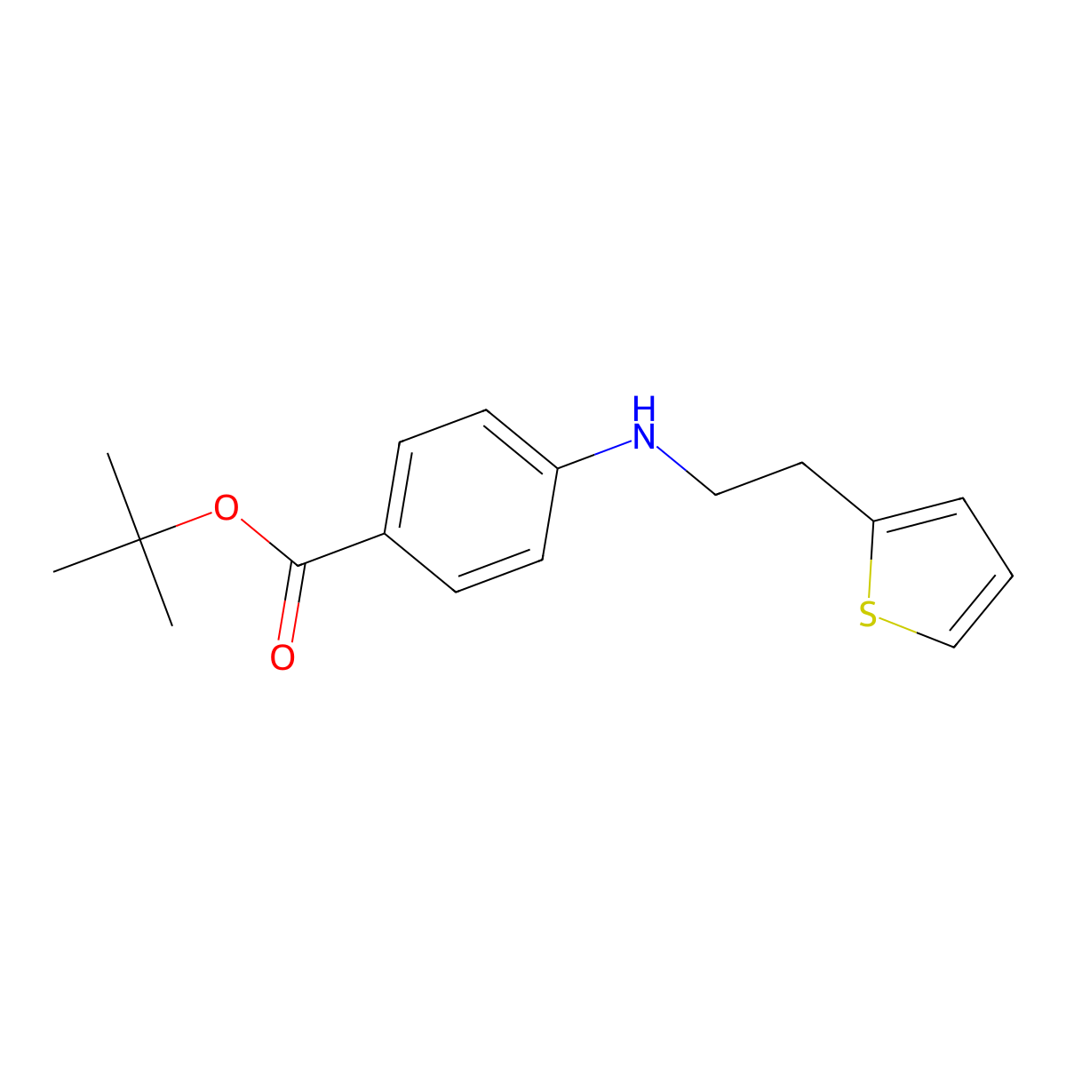 Tert-butyl 4-{[2-(thiophen-2-yl)ethyl]amino}benzoate molecular structure, CAS 2639444-87-2