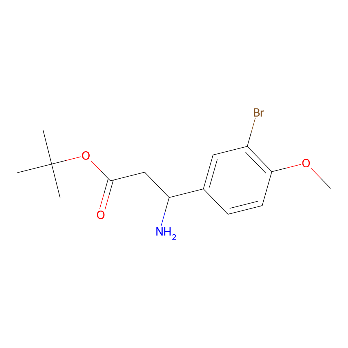 Tert-butyl 3-amino-3-(3-bromo-4-methoxyphenyl)propanoate molecular structure, CAS 2639444-92-9