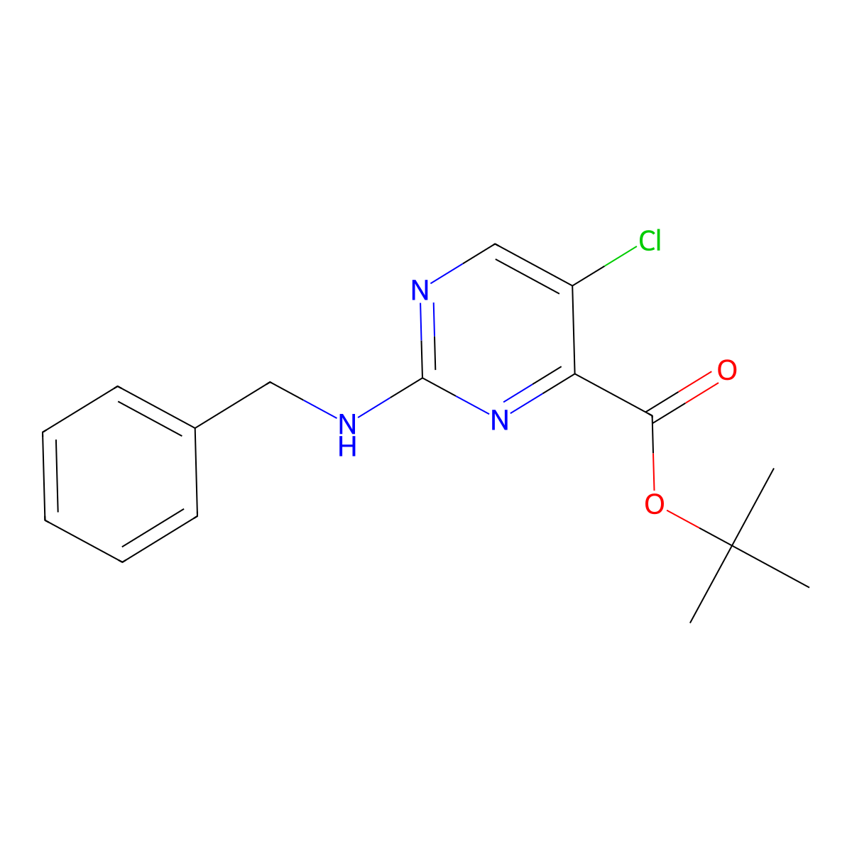 Tert-butyl 2-(benzylamino)-5-chloropyrimidine-4-carboxylate molecular structure, CAS 2639444-93-0