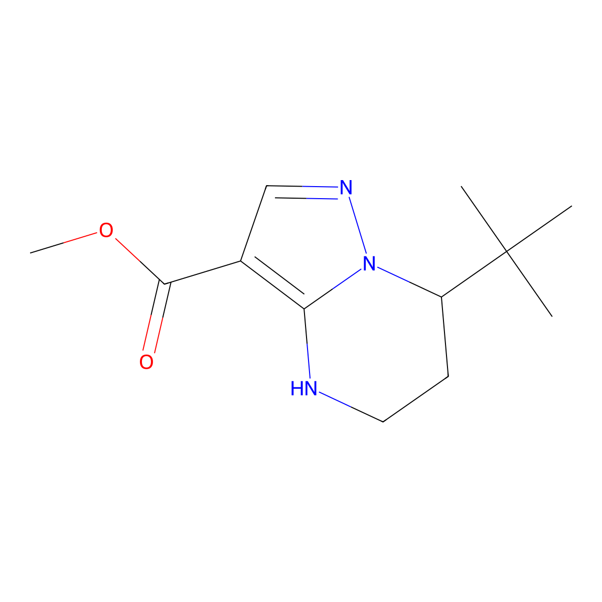 methyl 7-tert-butyl-4H,5H,6H,7H-pyrazolo[1,5-a]pyrimidine-3-carboxylate molecular structure, CAS 2639444-95-2