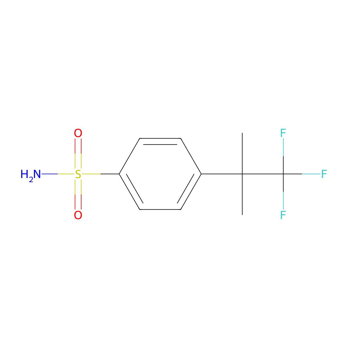 4-(1,1,1-Trifluoro-2-methylpropan-2-yl)benzene-1-sulfonamide molecular structure, CAS 2639444-99-6
