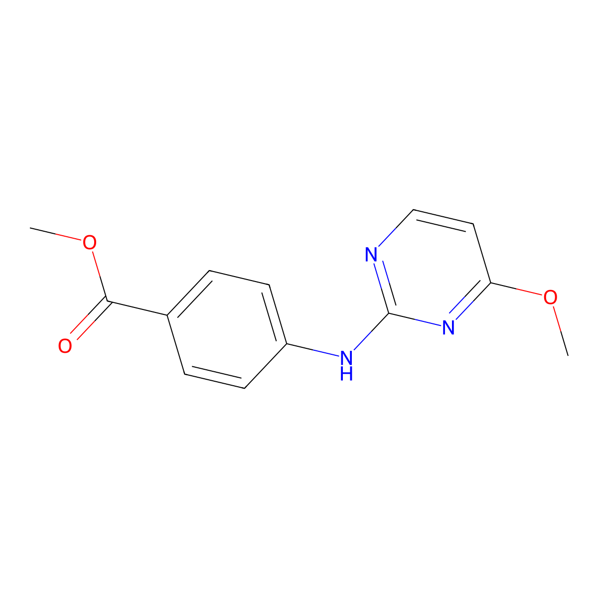 Methyl 4-[(4-methoxypyrimidin-2-yl)amino]benzoate molecular structure, CAS 2639445-03-5