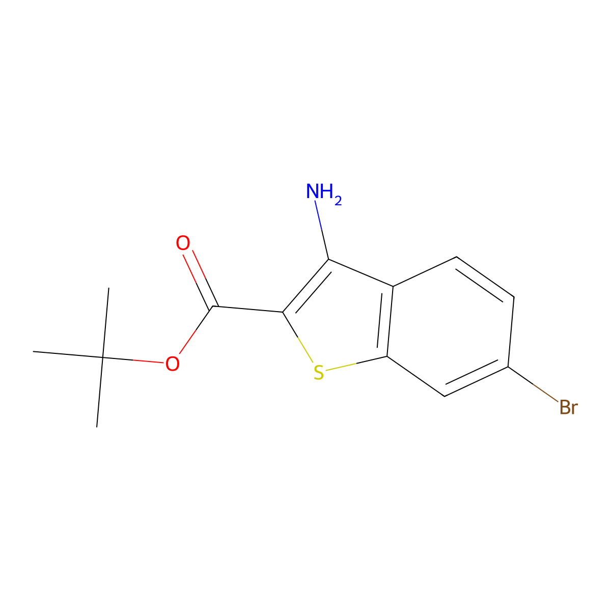 Tert-butyl 3-amino-6-bromo-1-benzothiophene-2-carboxylate molecular structure, CAS 2639445-05-7