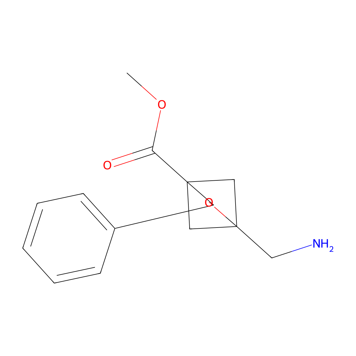 Methyl 1-(aminomethyl)-3-phenyl-2-oxabicyclo[2.1.1]hexane-4-carboxylate molecular structure, CAS 2639445-06-8