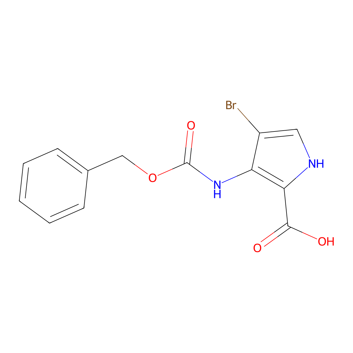 3-{[(benzyloxy)carbonyl]amino}-4-bromo-1H-pyrrole-2-carboxylic acid molecular structure, CAS 2639445-14-8