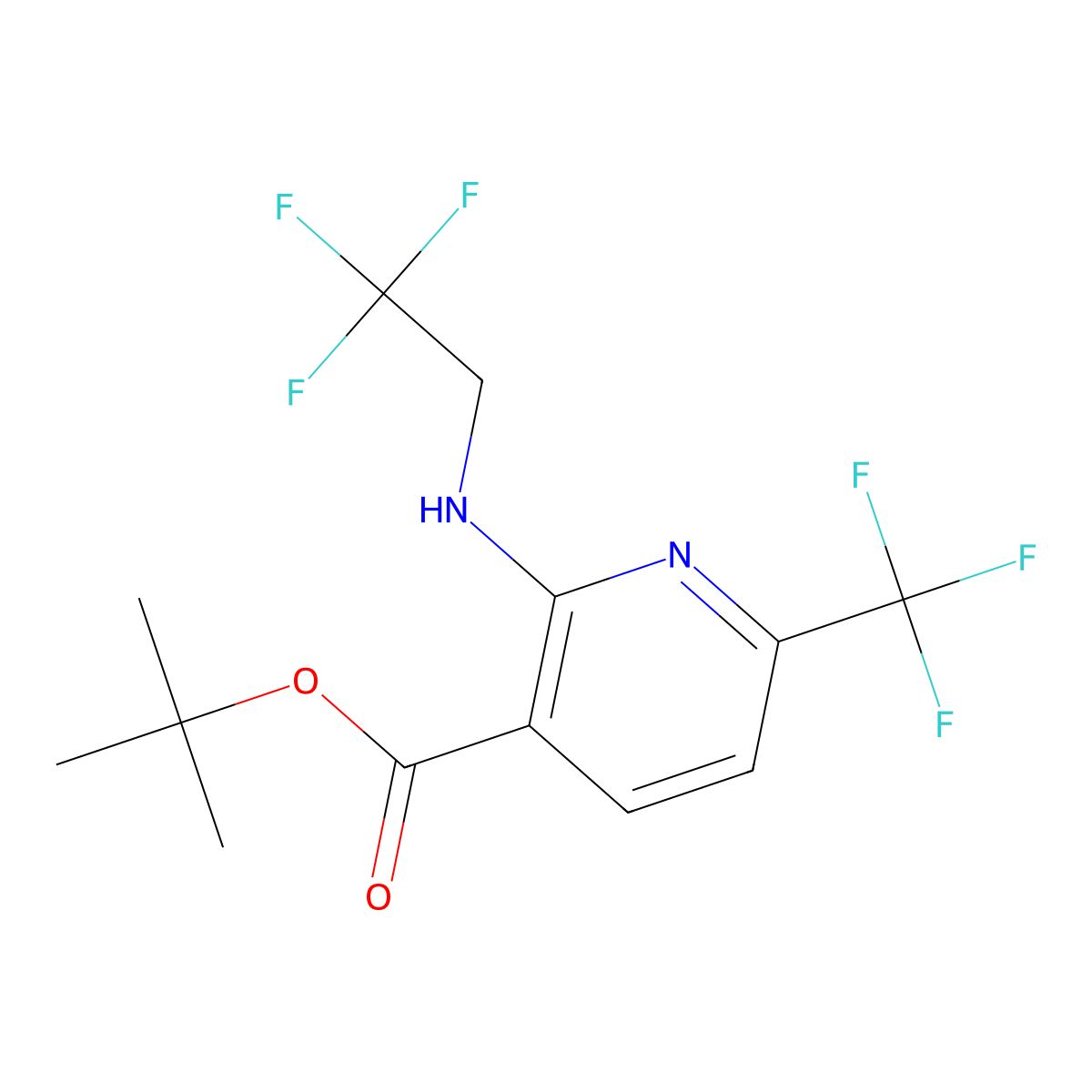 Tert-butyl 2-[(2,2,2-trifluoroethyl)amino]-6-(trifluoromethyl)pyridine-3-carboxylate molecular structure, CAS 2639445-16-0