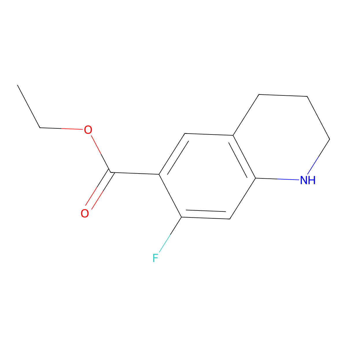 Ethyl 7-fluoro-1,2,3,4-tetrahydroquinoline-6-carboxylate molecular structure, CAS 2639445-37-5