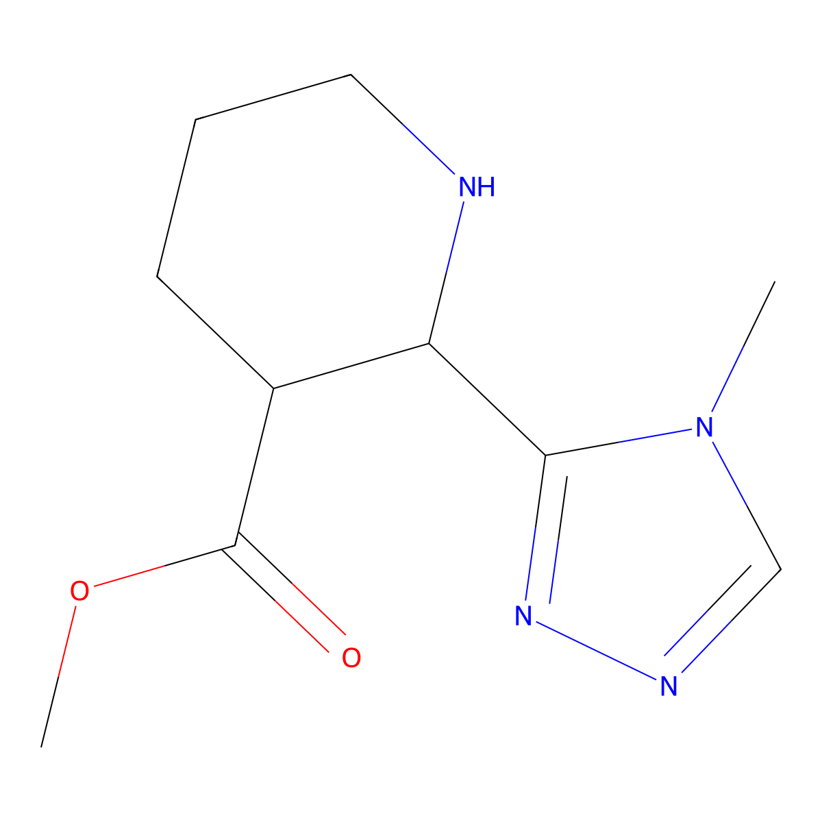 methyl 2-(4-methyl-4H-1,2,4-triazol-3-yl)piperidine-3-carboxylate molecular structure, CAS 2639445-38-6