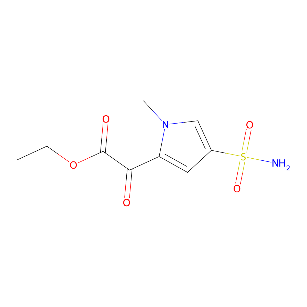 ethyl 2-(1-methyl-4-sulfamoyl-1H-pyrrol-2-yl)-2-oxoacetate molecular structure, CAS 2639445-40-0