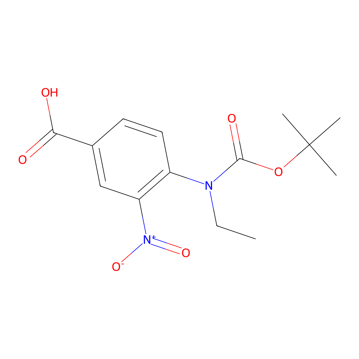4-{[(Tert-butoxy)carbonyl](ethyl)amino}-3-nitrobenzoic acid molecular structure, CAS 2639445-47-7