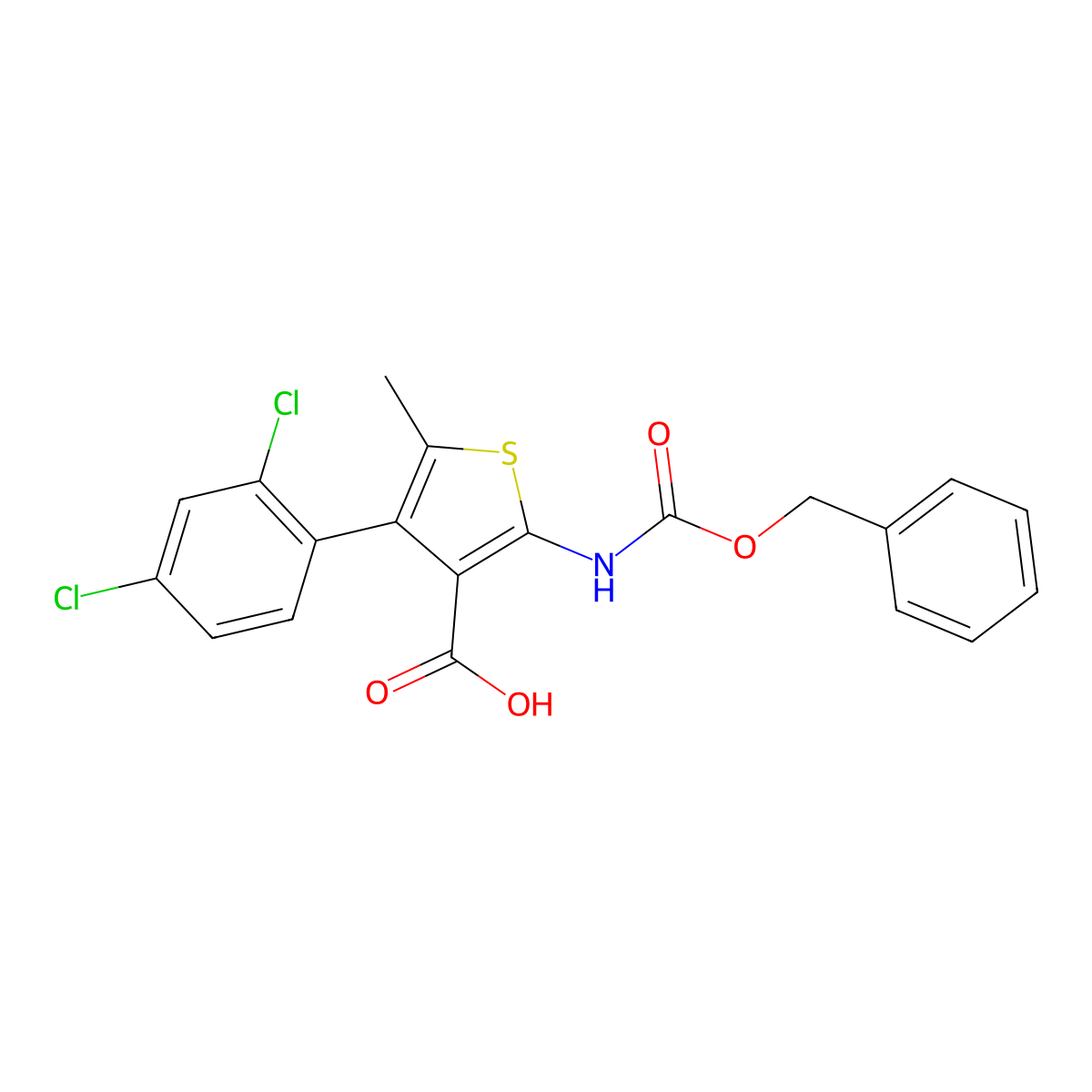 2-{[(Benzyloxy)carbonyl]amino}-4-(2,4-dichlorophenyl)-5-methylthiophene-3-carboxylic acid molecular structure, CAS 2639445-56-8