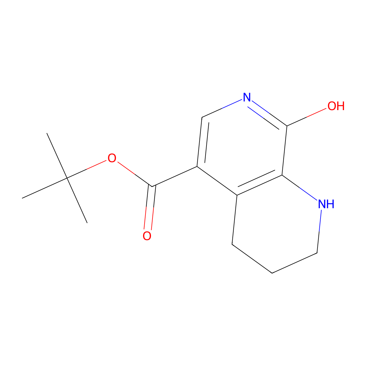 Tert-butyl 8-hydroxy-1,2,3,4-tetrahydro-1,7-naphthyridine-5-carboxylate molecular structure, CAS 2639445-57-9