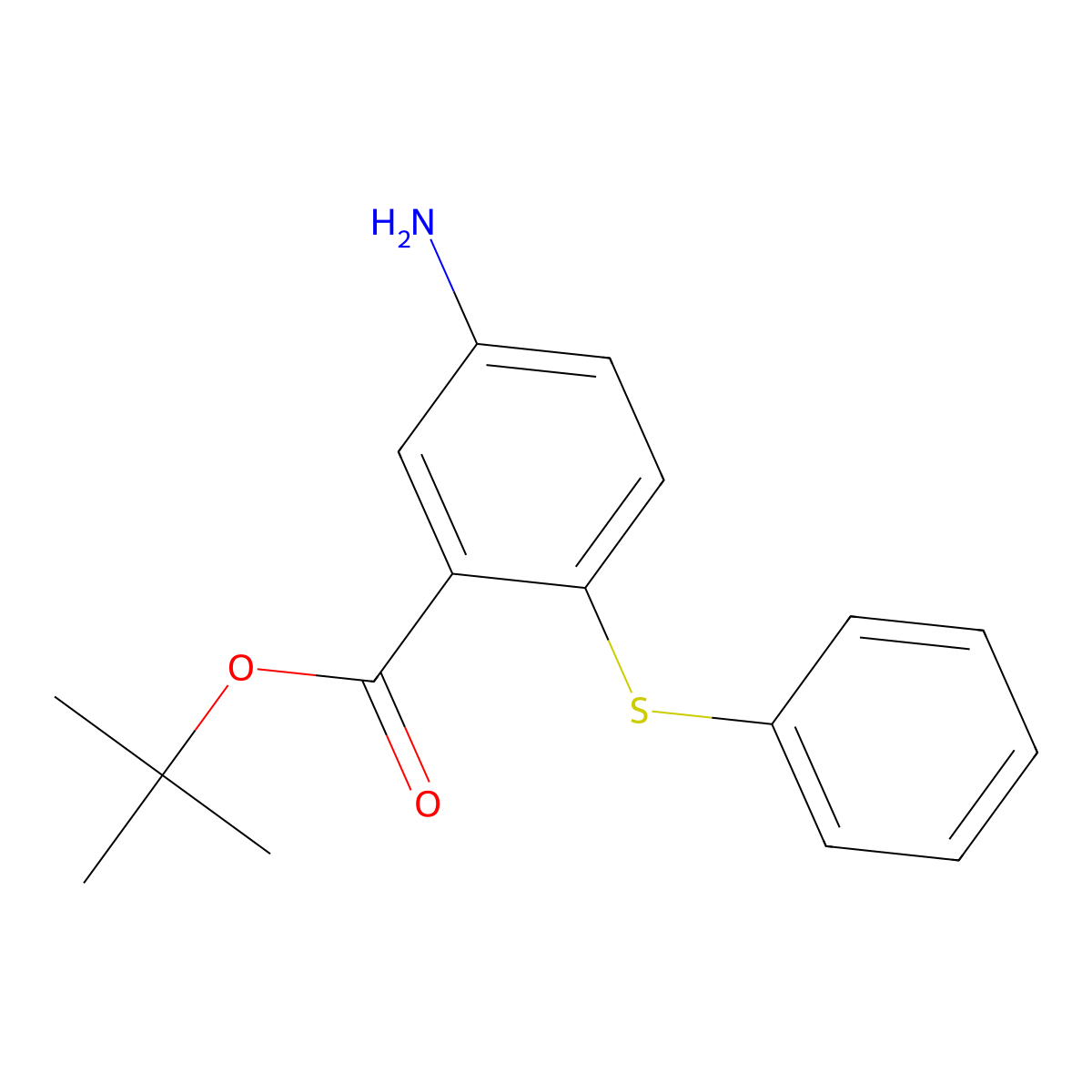 Tert-butyl 5-amino-2-(phenylsulfanyl)benzoate molecular structure, CAS 2639445-73-9