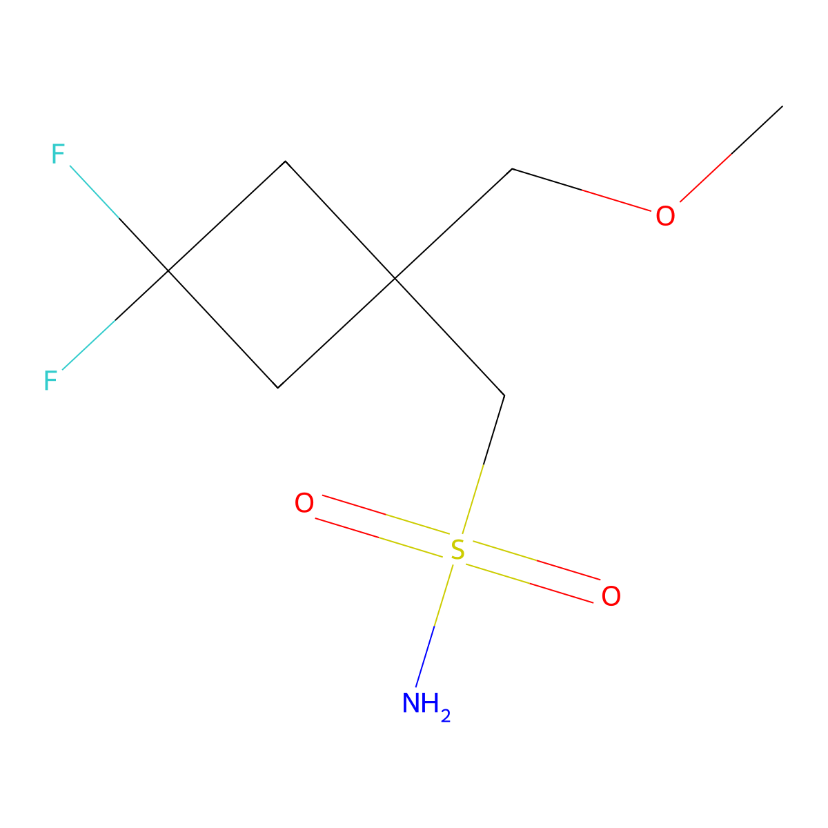 [3,3-Difluoro-1-(methoxymethyl)cyclobutyl]methanesulfonamide molecular structure, CAS 2639445-74-0