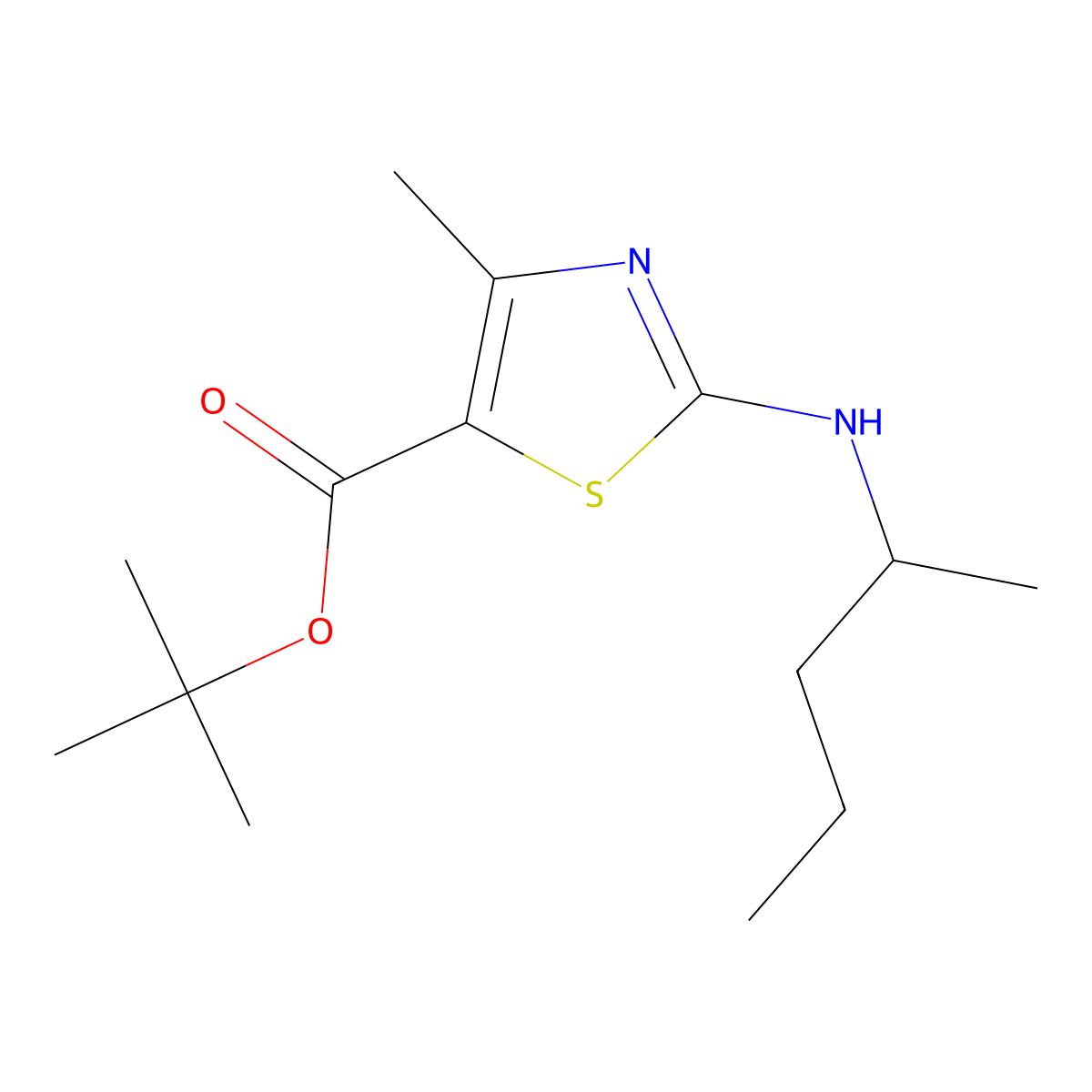 Tert-butyl 4-methyl-2-[(pentan-2-yl)amino]-1,3-thiazole-5-carboxylate molecular structure, CAS 2639445-76-2