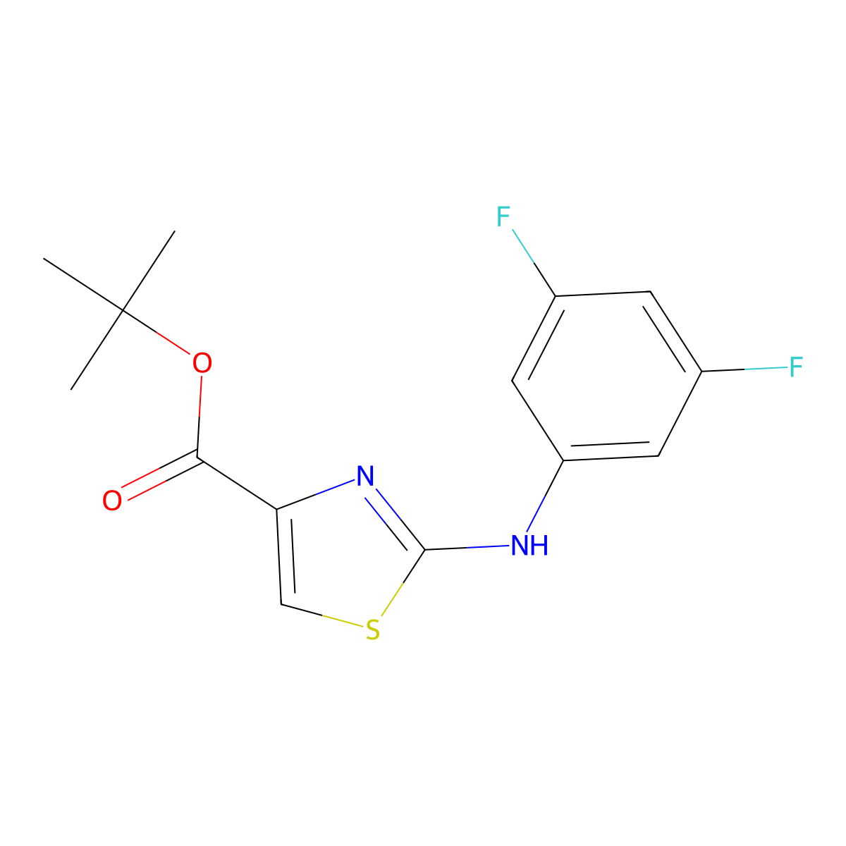 Tert-butyl 2-[(3,5-difluorophenyl)amino]-1,3-thiazole-4-carboxylate molecular structure, CAS 2639445-78-4
