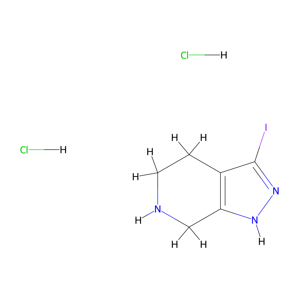 3-iodo-1H,4H,5H,6H,7H-pyrazolo[3,4-c]pyridinedihydrochloride molecular structure, CAS 2639445-86-4
