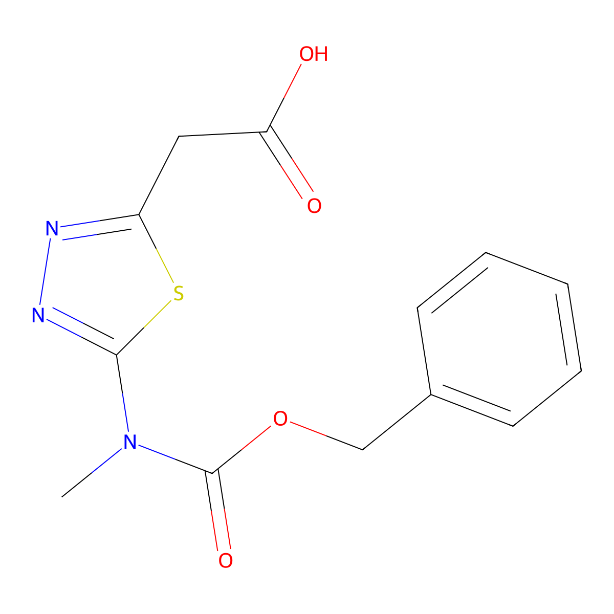 2-(5-{[(Benzyloxy)carbonyl](methyl)amino}-1,3,4-thiadiazol-2-yl)acetic acid molecular structure, CAS 2639445-95-5