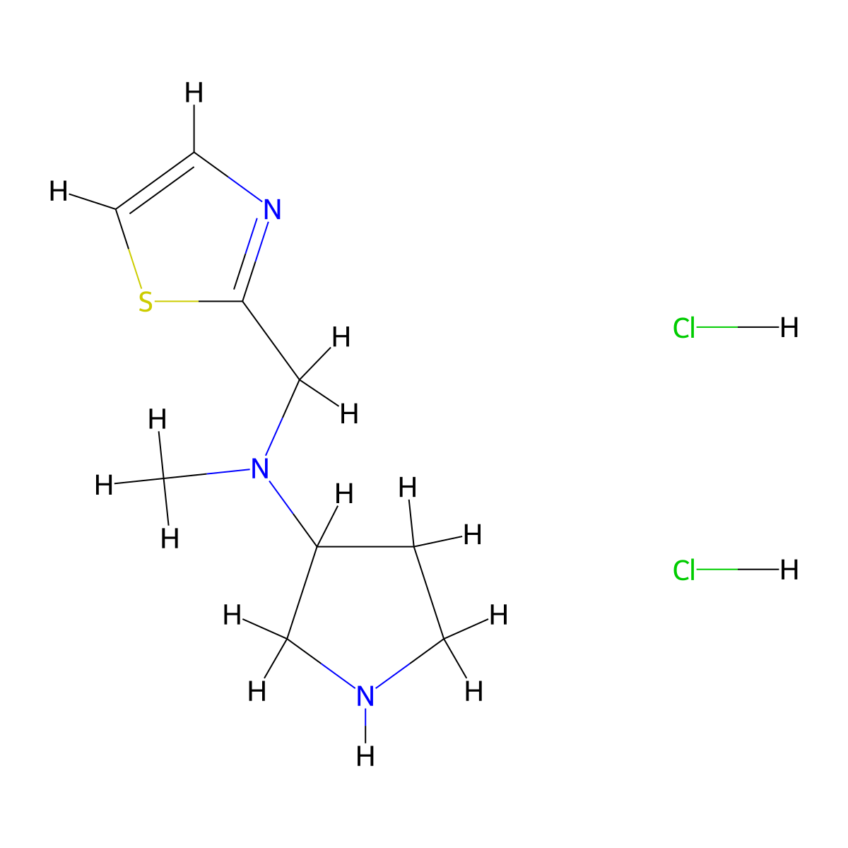 N-methyl-N-[(1,3-thiazol-2-yl)methyl]pyrrolidin-3-amine dihydrochloride molecular structure, CAS 2639445-96-6