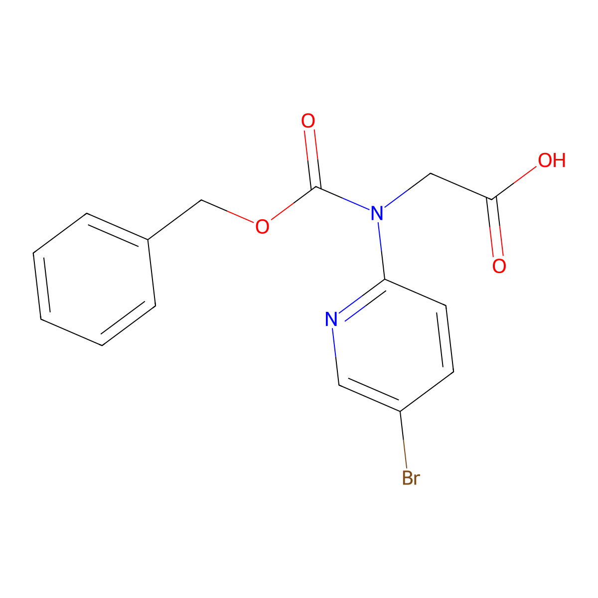 2-{[(Benzyloxy)carbonyl](5-bromopyridin-2-yl)amino}acetic acid molecular structure, CAS 2639446-00-5