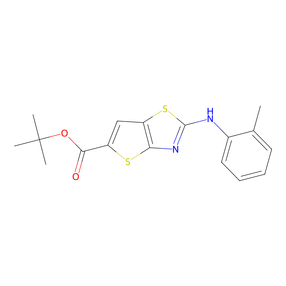 Tert-butyl 2-[(2-methylphenyl)amino]thieno[2,3-d][1,3]thiazole-5-carboxylate molecular structure, CAS 2639446-07-2