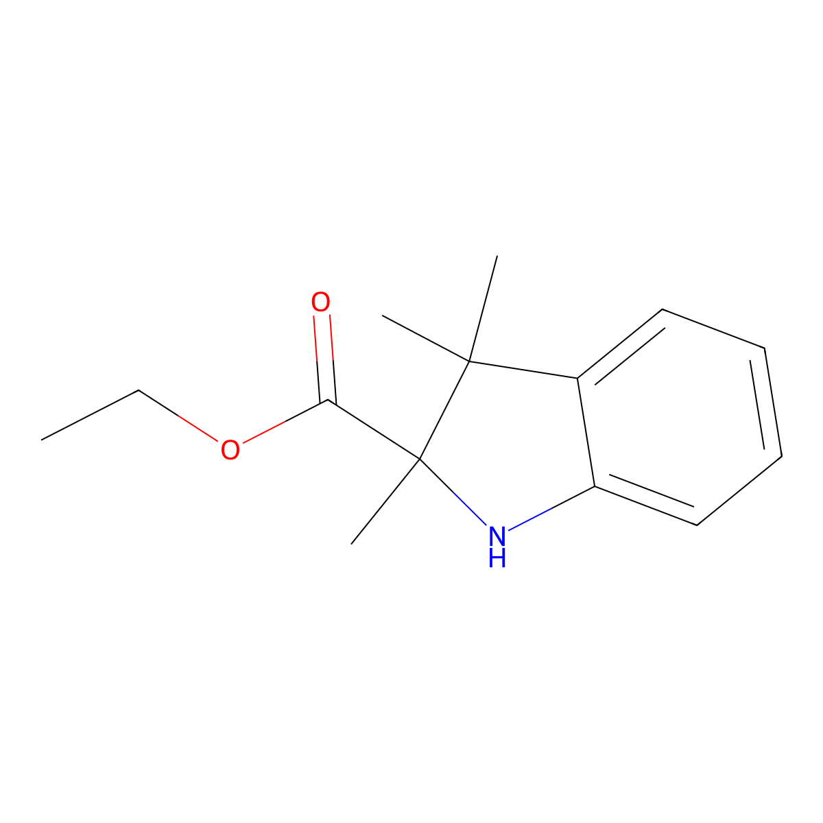 ethyl 2,3,3-trimethyl-2,3-dihydro-1H-indole-2-carboxylate molecular structure, CAS 2639446-09-4