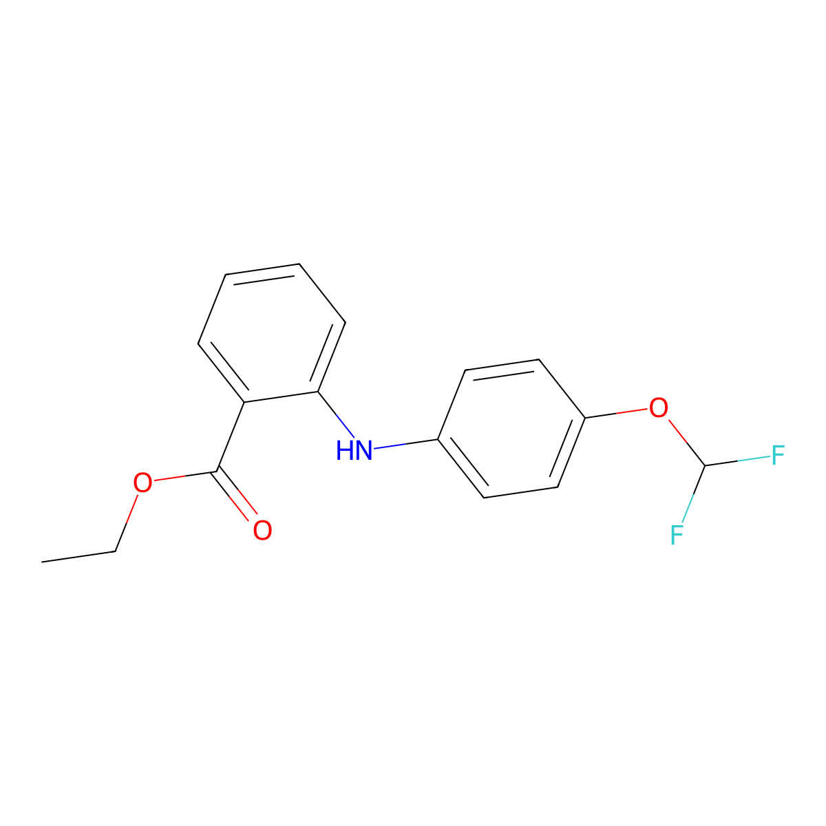 Ethyl 2-{[4-(difluoromethoxy)phenyl]amino}benzoate molecular structure, CAS 2639446-11-8